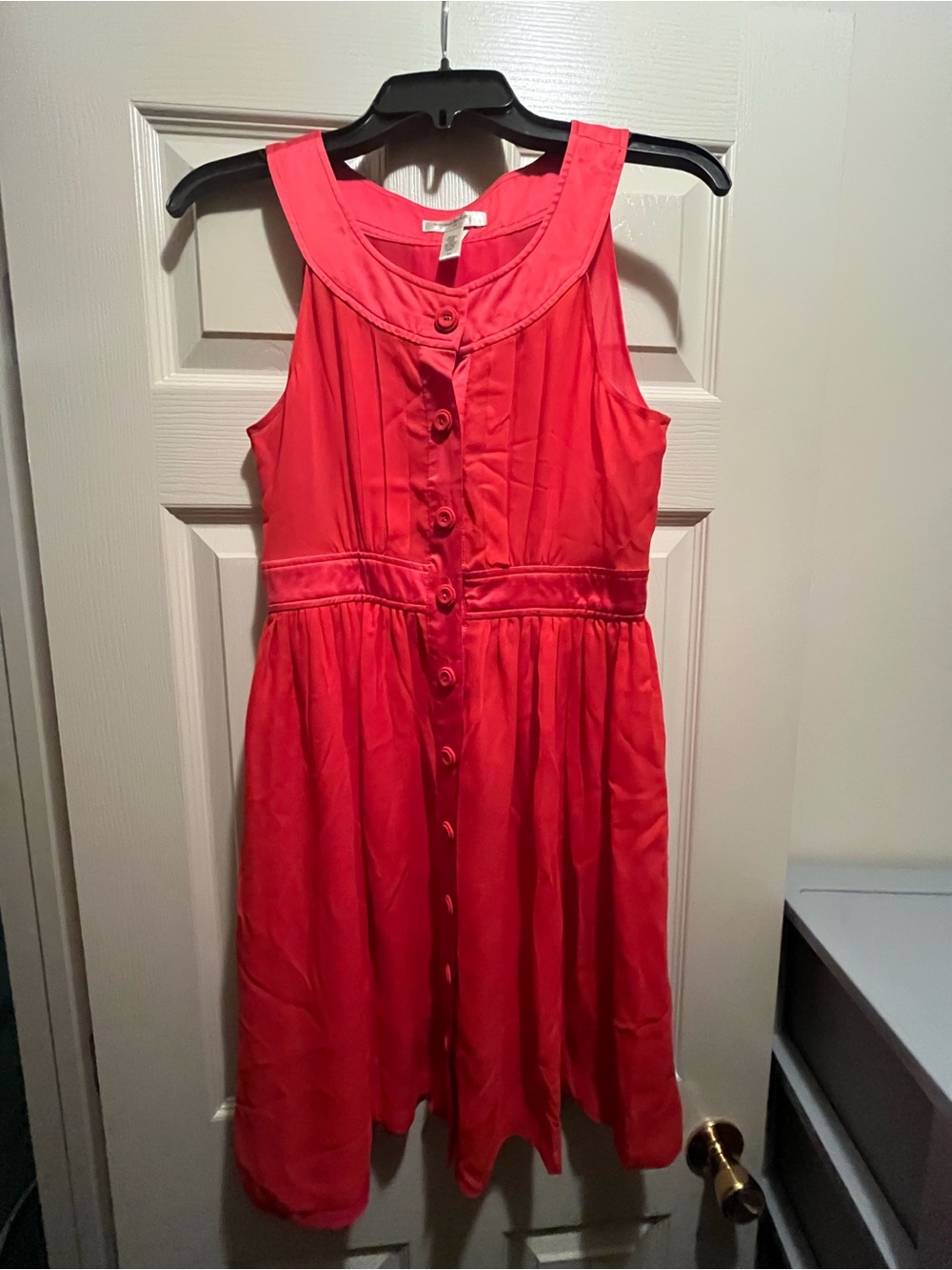 Banana Republic Coral-Red Button-Front Sleeveless Dress